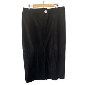 VTG Lanna Black Suede Slightly Asymptomatic Seam Midi Skirt Size 14/16